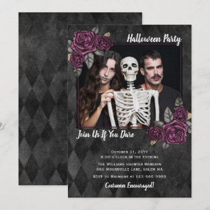 Rose gothique Photo Halloween Party Invitation