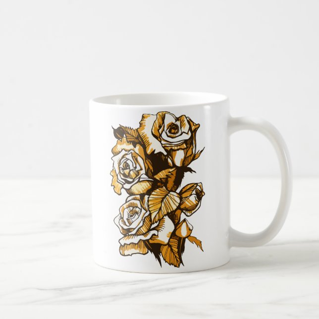 Rose, grafische Blumenkunst, blühende Blume der Ro Kaffeetasse (Rechts)