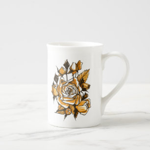 Rose, grafische Blumenkunst, blühende Blume der Ro Prozellantasse