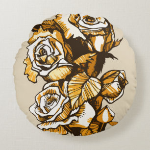 Rose, grafische Blumenkunst, blühende Blume der Ro Rundes Kissen