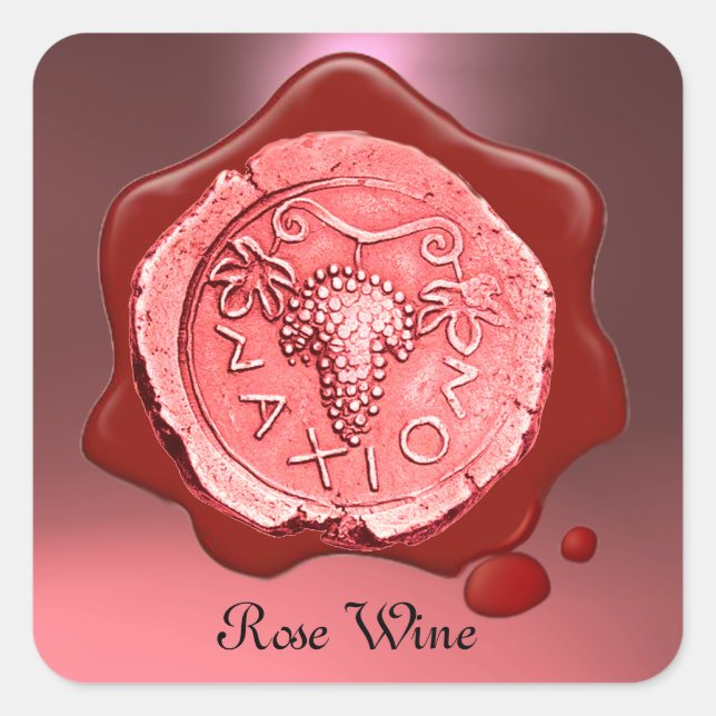 ROSE GRAPE WINE RED WAX SIEGEL QUADRATISCHER AUFKLEBER (Vorderseite)