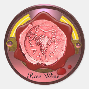 ROSE GRAPE WINE RED WAX SIEGEL RUNDER AUFKLEBER