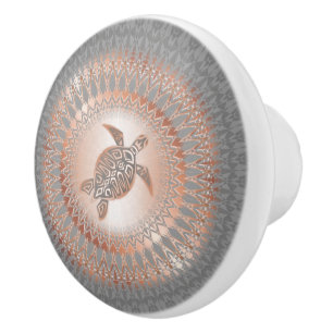 Rose Grauschildkröte und Mandala Keramikknauf