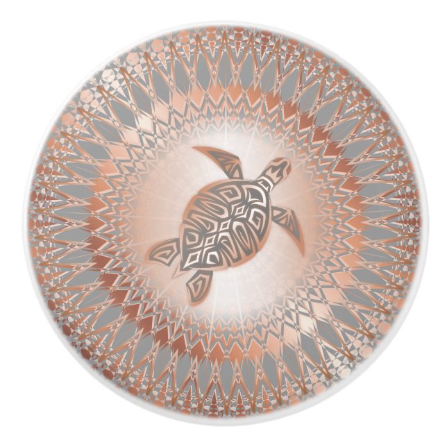 Rose Grauschildkröte und Mandala Küste Keramikknauf (Vorderseite)