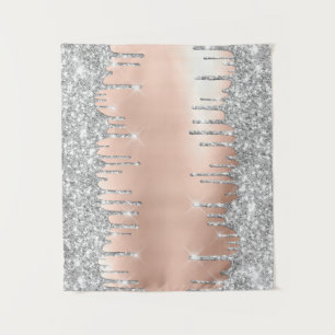 Rose Gray Silver Tropfen Fensterdekoration Small2 Wandteppich