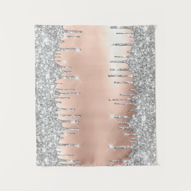 Rose Gray Silver Tropfen Fensterdekoration Small2 Wandteppich (Vorderseite)