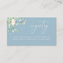 Rose Greenery Elegant Dusty Blue Wedding Registry Begleitkarte
