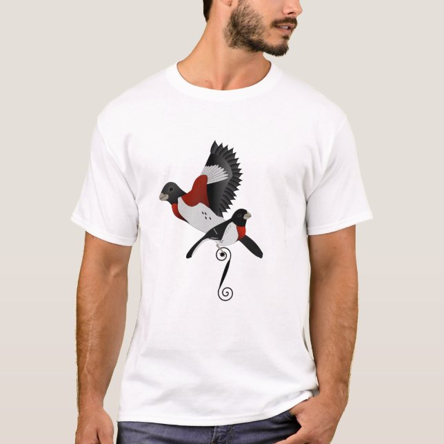 Rose Grosbeak Kardinal Bird gezüchtet T-Shirt (Vorderseite)
