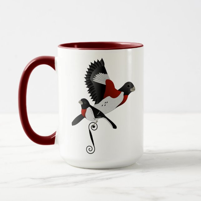 Rose Grosbeak Kardinal Bird gezüchtet Tasse (Links)