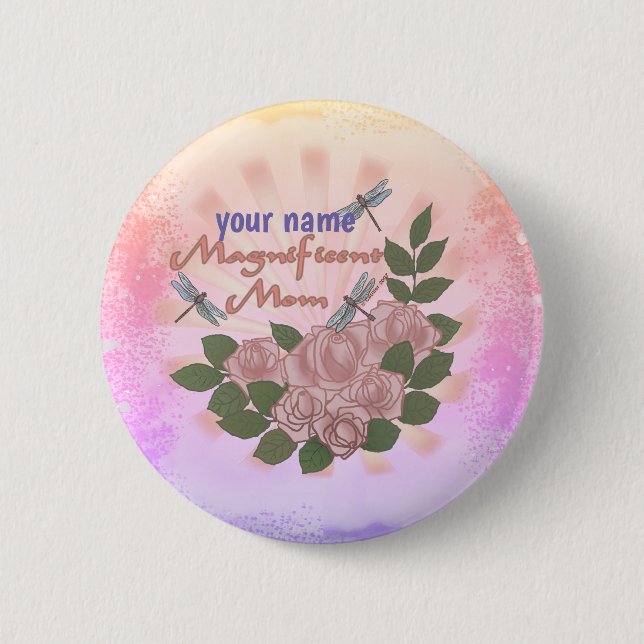 Rose Großartige Mama Button (Vorderseite)