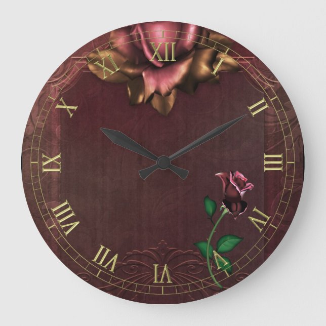 Rose Große Wanduhr (Vorderseite)
