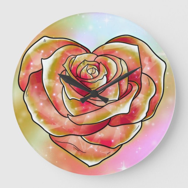 Rose Große Wanduhr (Vorderseite)