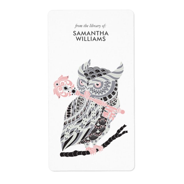 Rose Großes Horned Owl Buchzeichen (Vorne)