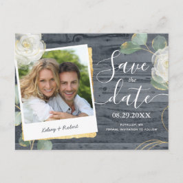 Rose Grüne Foto Rustikale Hochzeit speichern das D Ankündigungspostkarte