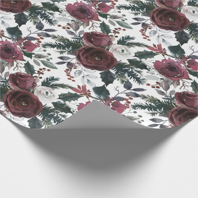 Rose Grüner Kiefer und Heiliger Pinien Geschenkpapier (Ecke)