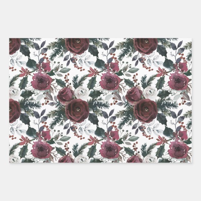 Rose Grüner Kiefer und Heiliger Pinien Geschenkpapier Set (Vorderseite)
