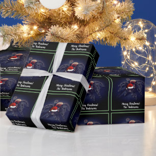 Rose Haar Tarantula in der Weihnachtsmannmütze Wei Geschenkpapier