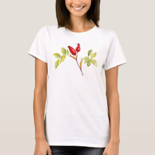Rose hanches art botanique automne t-shirt automna