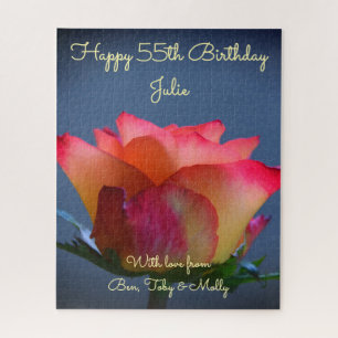 Rose Happy Birthday Personalizable Jigsaw Puzzle