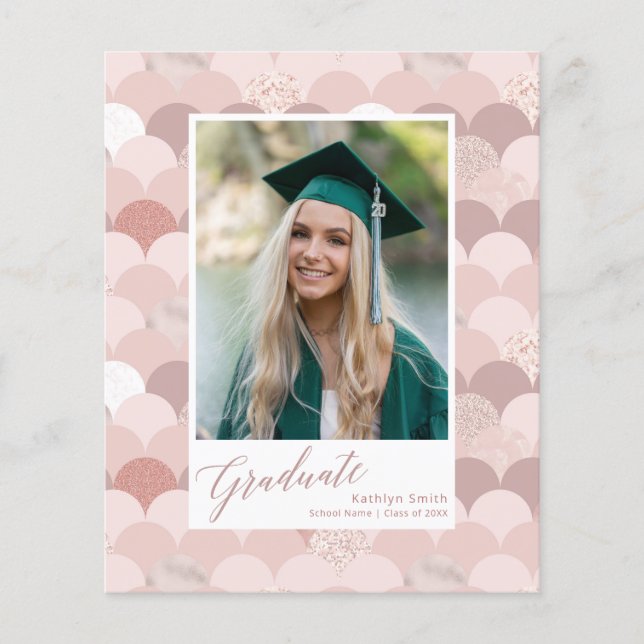 Rose HAUSHALT 2022 Gold Glitzer Girl Grad Einladun Flyer (Vorne)