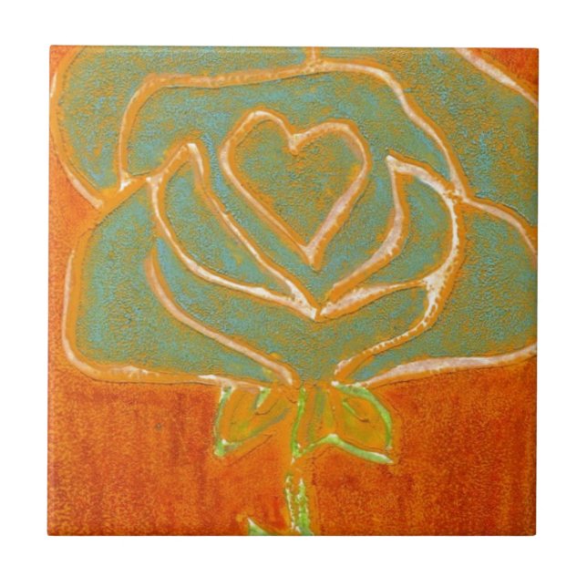 "Rose Heart #4" Kitchen Garden Keramik Tile Fliese (Vorderseite)