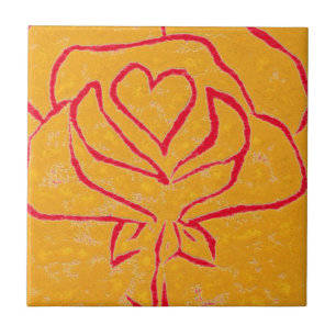 "Rose Heart Yellow 2" Küche Garden Keramik Tile Fliese