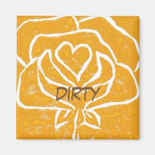 "Rose Heart Yellow" Geschirrspüler Status Magnet