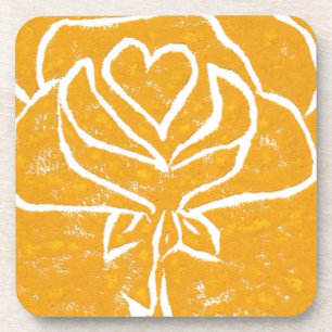"Rose Heart Yellow" Set "Floral Untersetzer" Getränkeuntersetzer