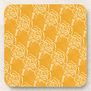 "Rose Heart Yellow Tiled Image" Floral Untersetzer
