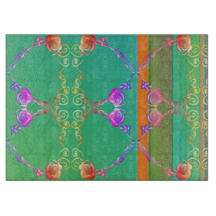 Rose Hearts Apricot & Green Cutting Board Schneidebrett