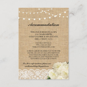 Rose Hébergement Burlap Lights Cartes de mariage