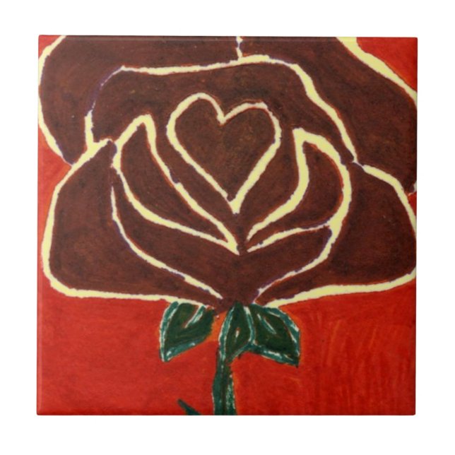 "Rose Herz #7" Kitchen Garden Keramik Tile Fliese (Vorderseite)