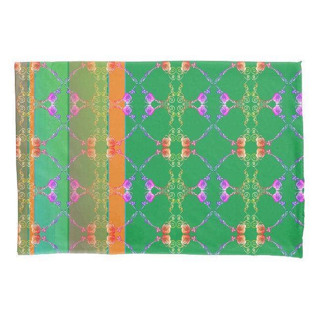 Rose Herz Apricot & Grüne Pillowcase Kissenbezug (Vorderseite-Links)