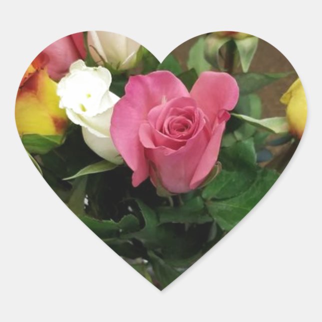 Rose Herz-Aufkleber (Vorderseite)