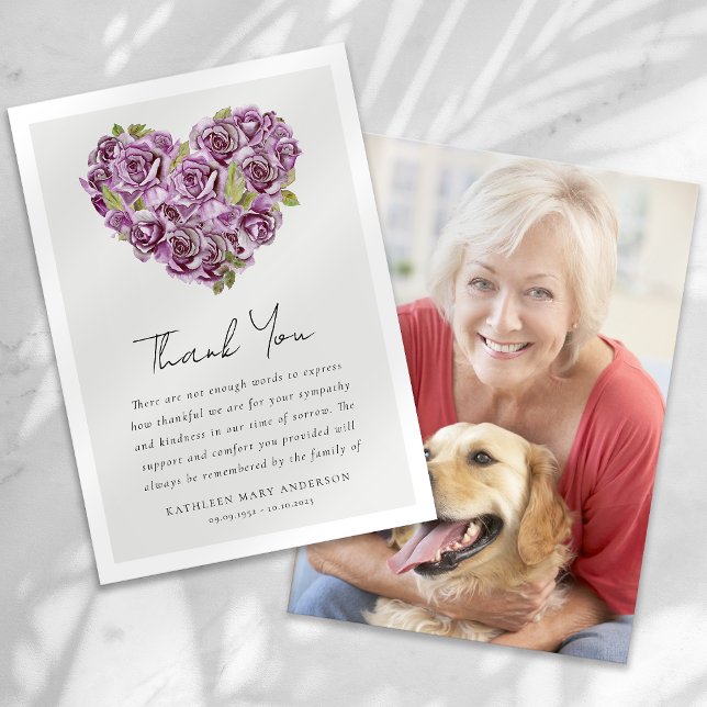 Rose Herz Blumenbeerdigung Beileid Foto Dankeskarte (Von Creator hochgeladen)