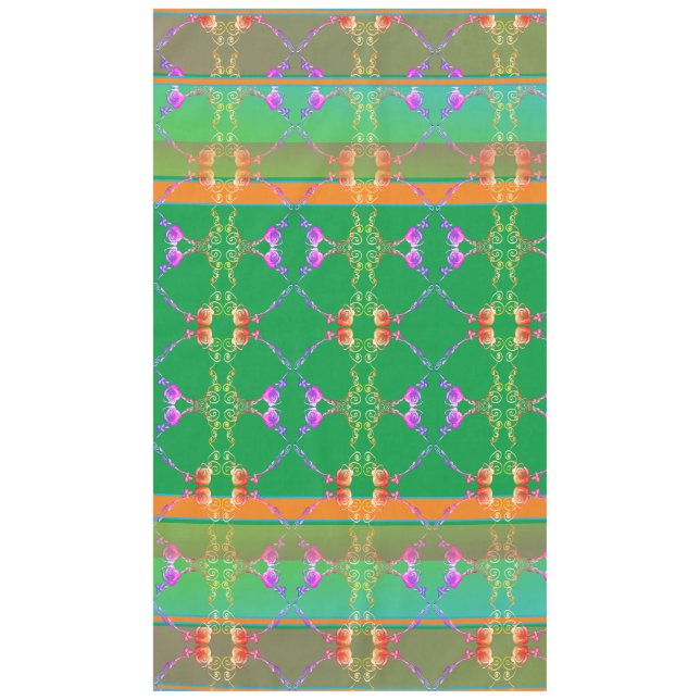 Rose Herz Fabergè-like Apricot & Green Tablecloth Tischdecke (Vorderseite)