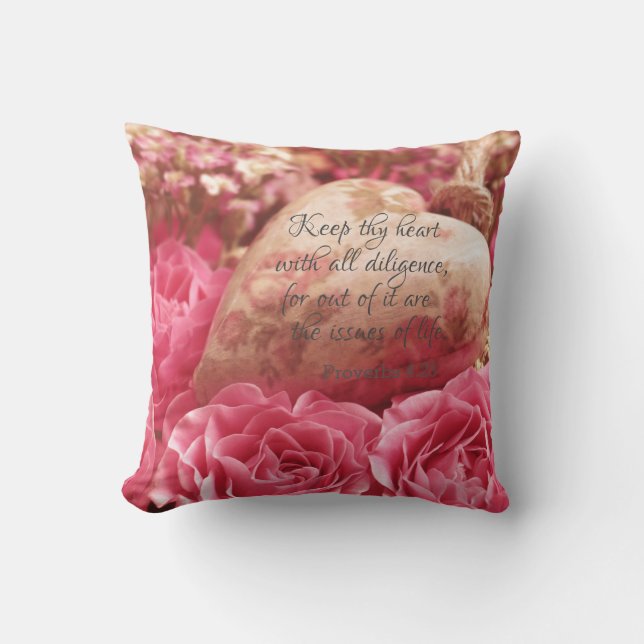 Rose Herz; Ihr Herz KJV Bibelverse Kissen (Vorderseite)
