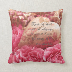 Rose Herz; Ihr Herz KJV Bibelverse Kissen