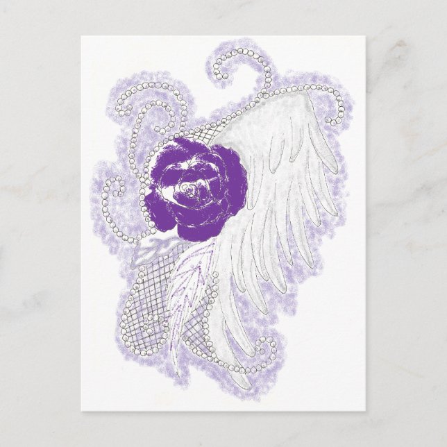 Rose Herz Lila Postkarte (Vorderseite)