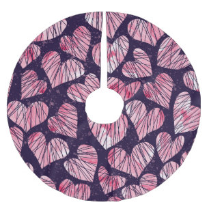 Rose Herz: Wasserfarben nahtlos. Polyester Weihnachtsbaumdecke