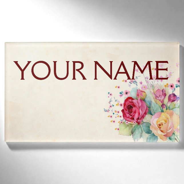 Rose-Hintergrund - Individualisieren Sie Ihre eige Namenschild (Vorderseite)