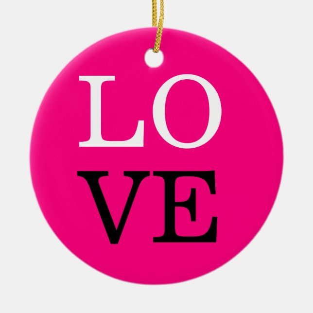 Rose Hintergrund Liebe Hochzeit Keramik Ornament (Vorne)