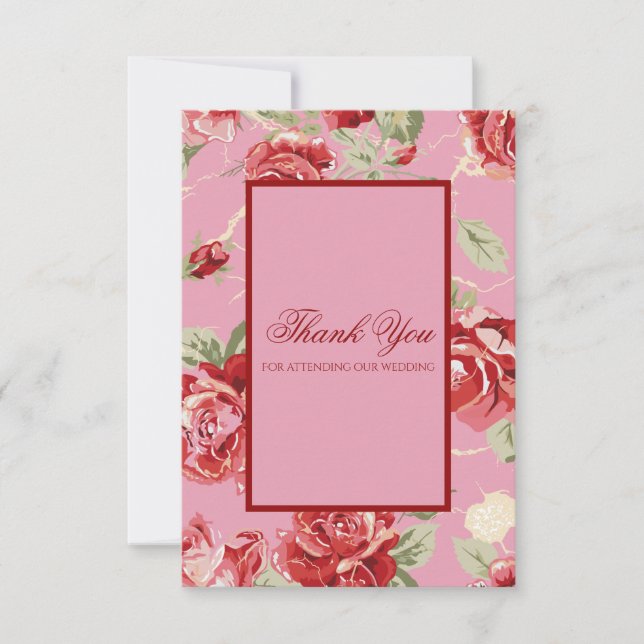 Rose Hochzeit danke Karte (Vorderseite)