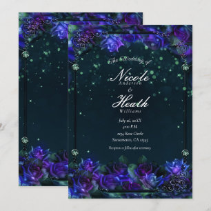Rose Hochzeit der verzauberten Lila Grüngarten Einladung