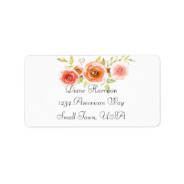 Rose Hochzeit mit Aquarellblumen Adressaufkleber