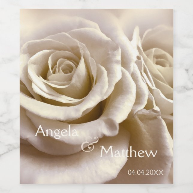 Rose Hochzeit oder Jahrestag Weinkarte Weinetikett (Einzelnes Label)