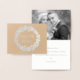 Rose Hochzeit Vielen Dank Kraftpapier Foto silber Folienkarte