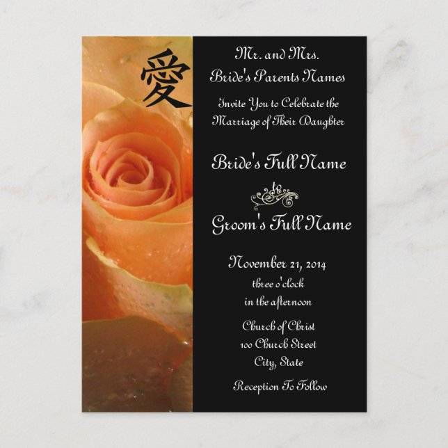 Rose Hochzeiten Einladungen und Favoriten (Vorderseite)
