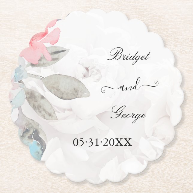 Rose Hochzeitsfeier Untersetzer (Vorderseite)