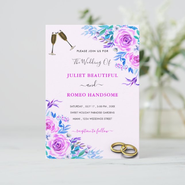 Rose Hochzeitsfeiern mit Rings (Stehend Vorderseite)